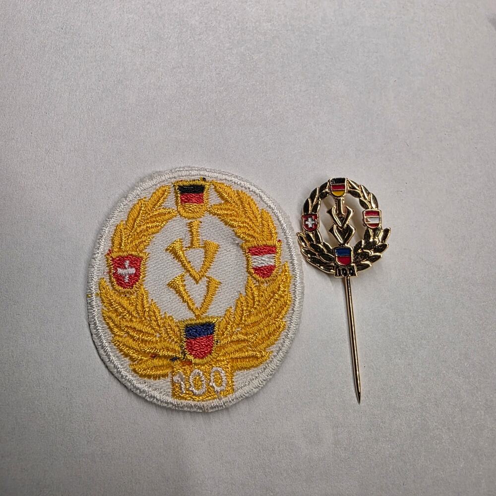 European Flags 100 Embroidered Patch & Stick Pin Germany Austria Switzerland